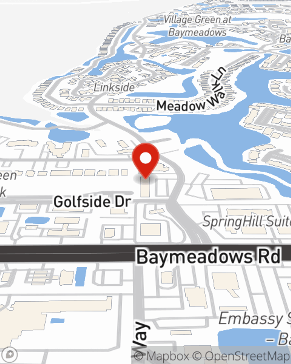 Map showing State Farm Agent Beth Arnold's office at 8130 Baymeadows Circle W., Suite 106, Jacksonville, FL