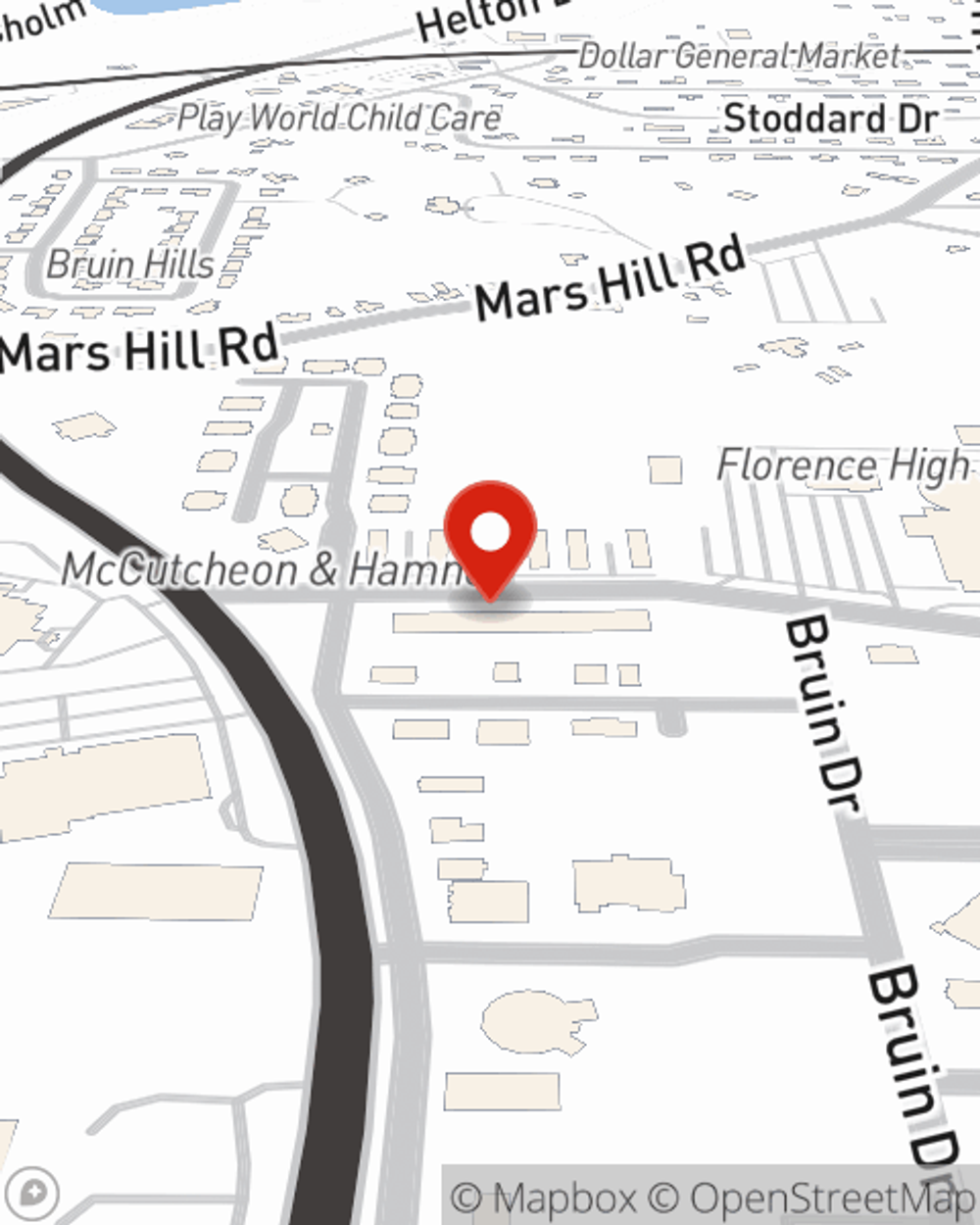 Map showing State Farm Agent James Mayfield's office at 1114 Bradshaw Drive, Florence, AL