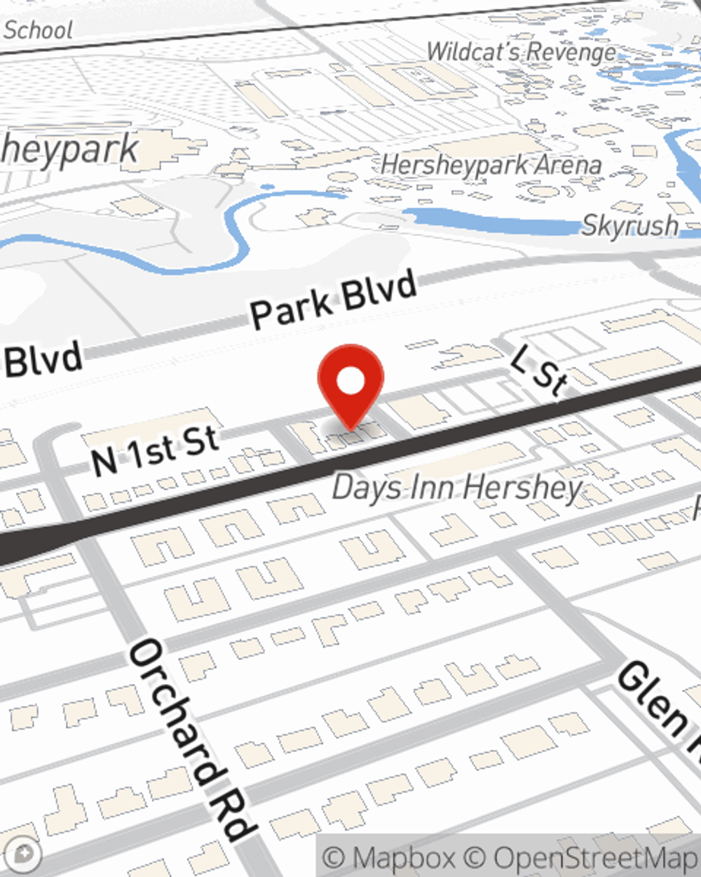 Map showing State Farm Agent's office