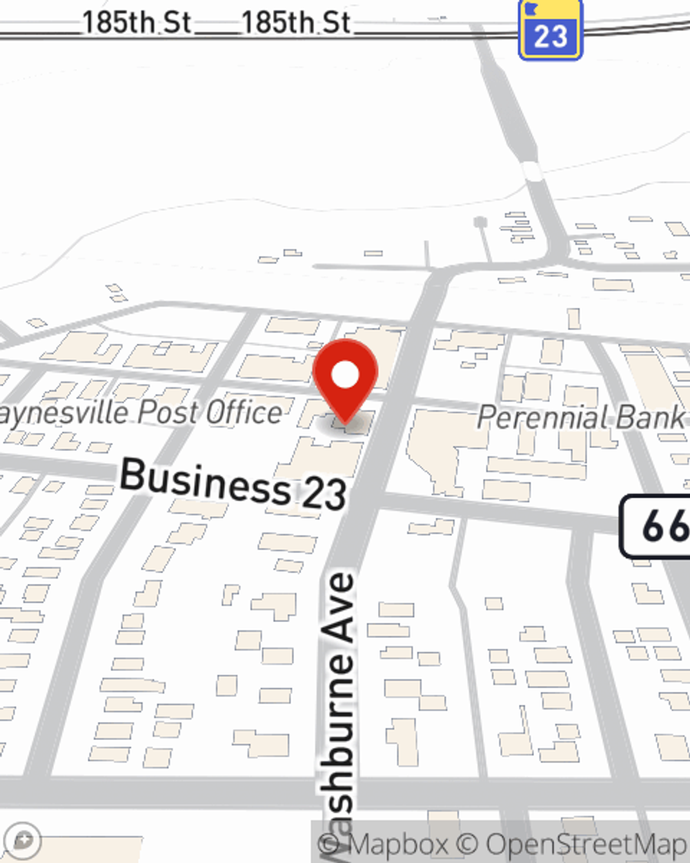Map showing State Farm Agent Melissa Radel's office at 206 Washburne Ave, Paynesville, MN