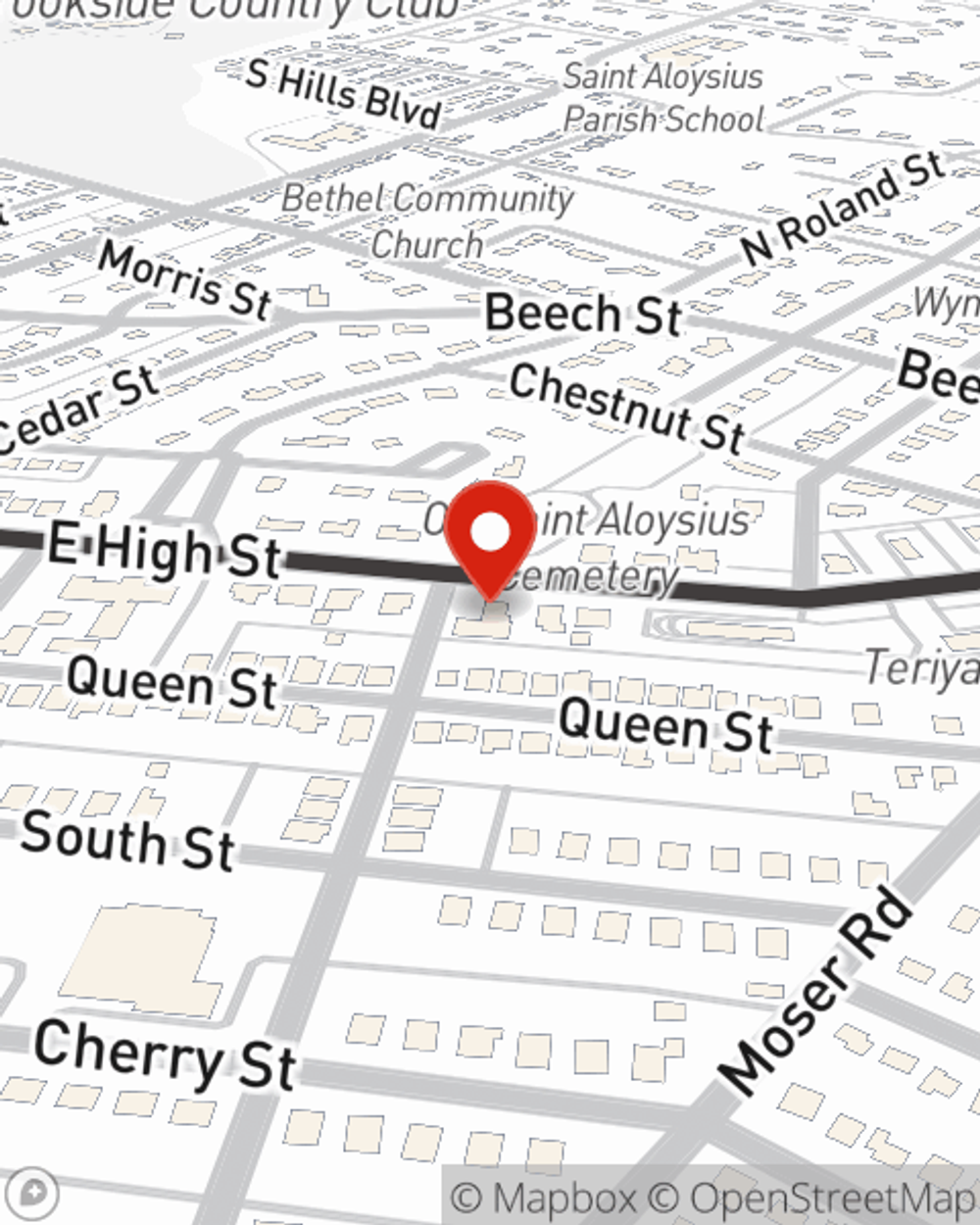 Map showing State Farm Agent Chris Rowe's office at 1304 E High Street, Pottstown, PA