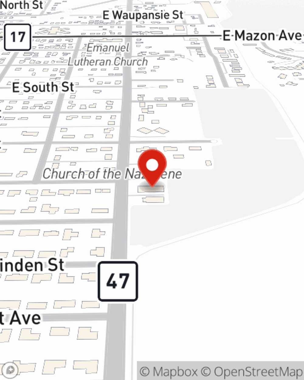 Map showing State Farm Agent Jerry Danko's office at 700B S Union Street, Dwight, IL