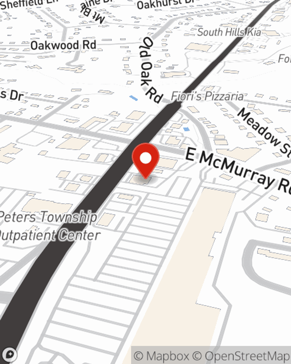 Map showing State Farm Agent Grant Buckner's office at 3901 Washington Road Suite 201, McMurray, PA