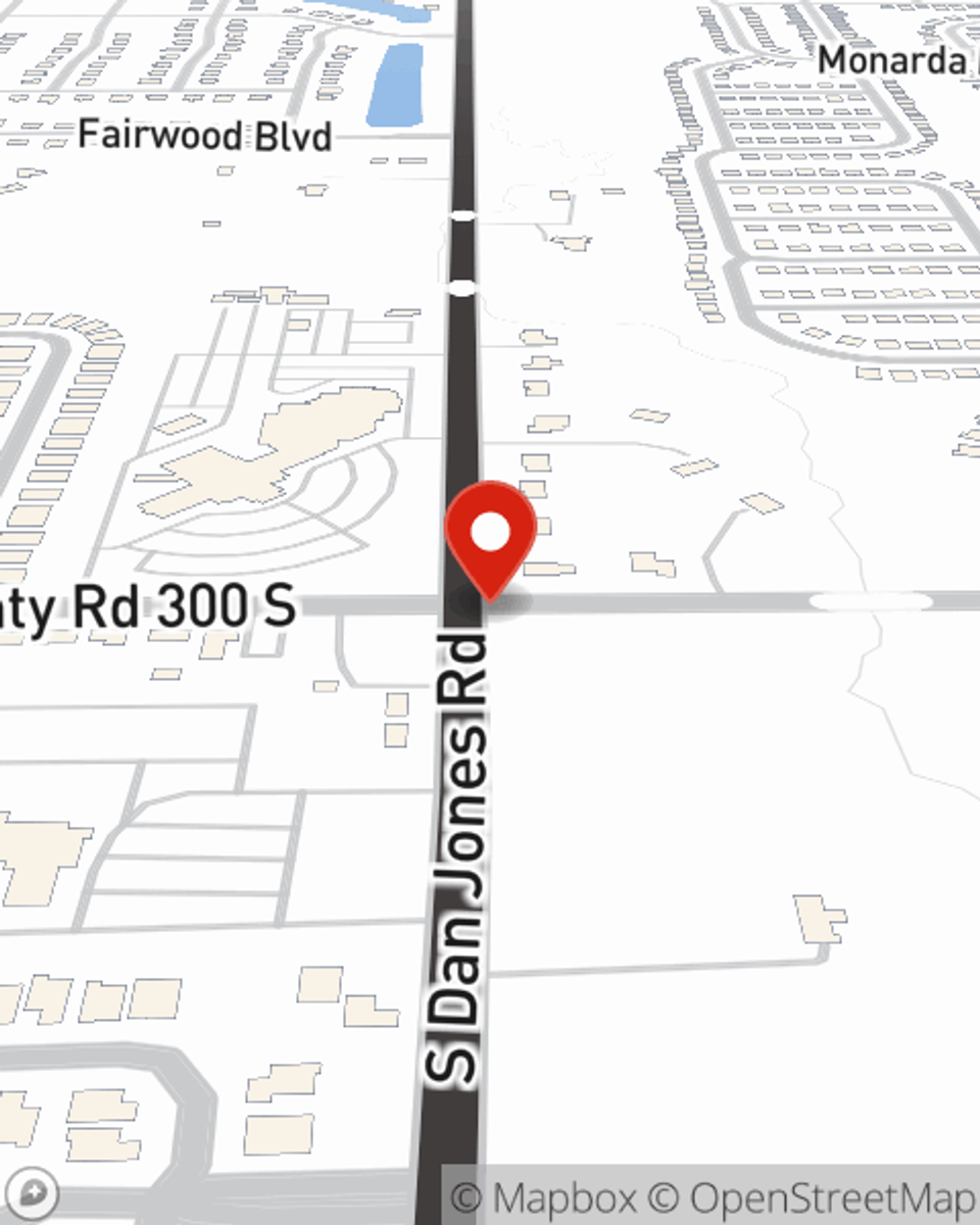 Map showing State Farm Agent Ian McIntyre's office at 601 S Dan Jones Rd, Ste 4, Avon, IN