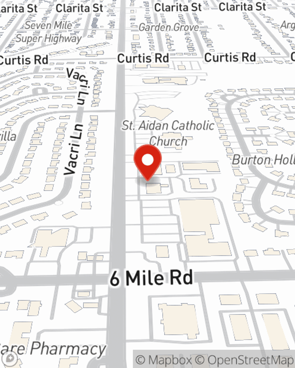 Map showing State Farm Agent Kevin Mlynek's office at 17318 Farmington Road, Livonia, MI