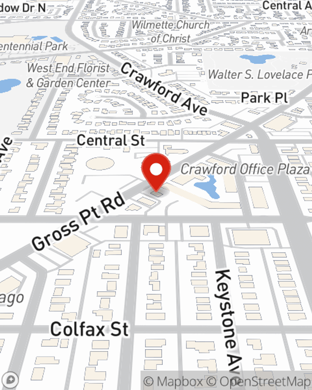 Map showing State Farm Agent Stephan Erdelyi's office at 2525 Gross Point Road Evanston, IL