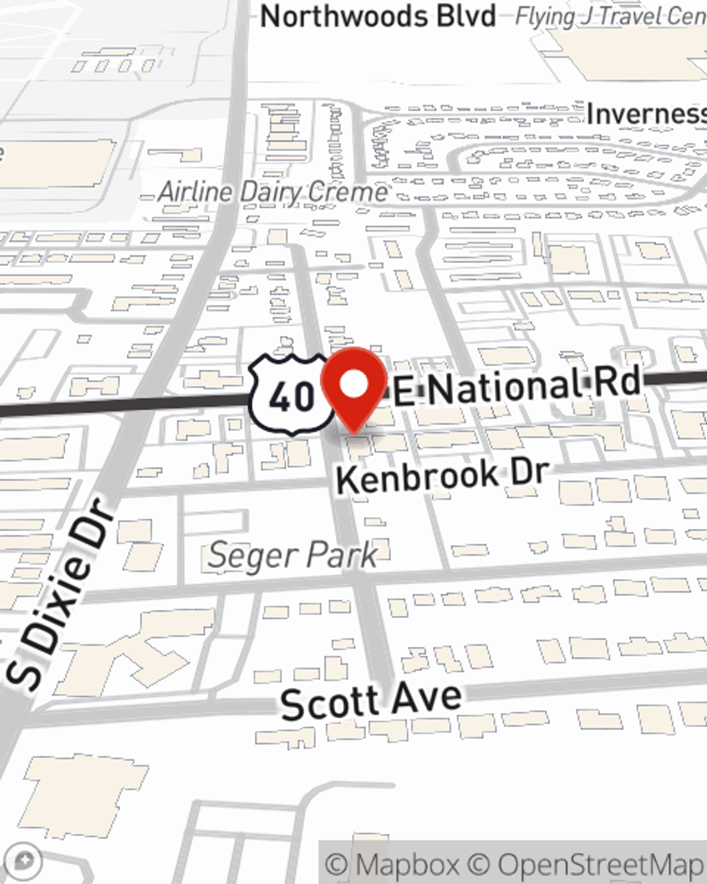 Map showing State Farm Agent Cameron Titlow's office at 18 S Perry St, Vandalia, OH