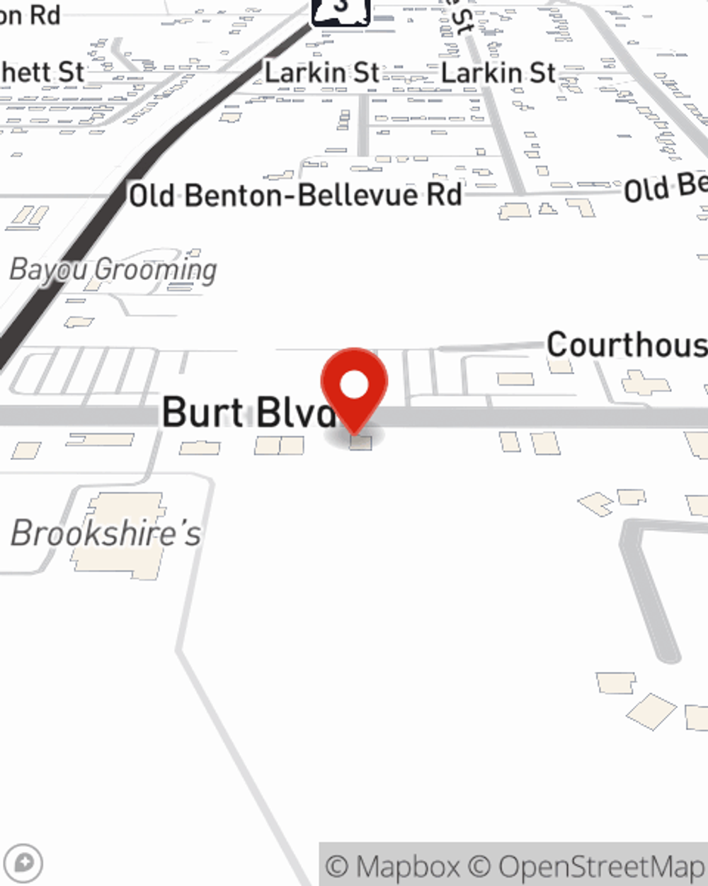 Map showing State Farm Agent Lisa Dilts's office at 203 Burt Blvd, Benton, LA