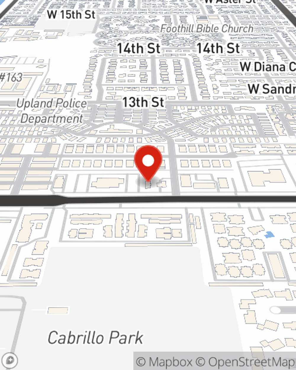 Map showing State Farm Agent Craig Mauk's office at 1407 W Foothill Blvd, Upland, CA