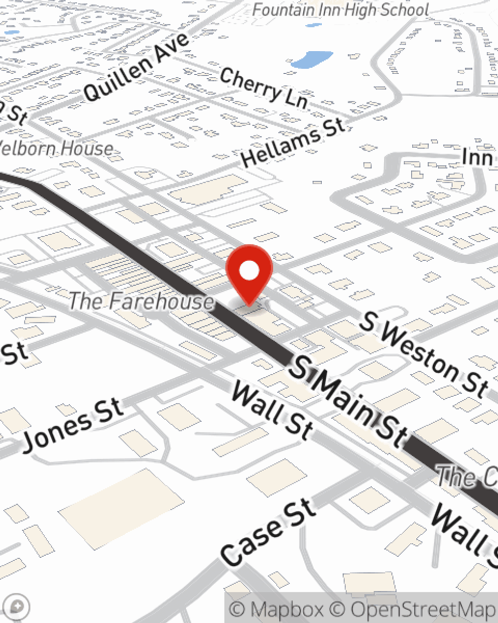 Map showing State Farm Agent Marla Rogers's office at 107 S Main St, Fountain Inn, SC