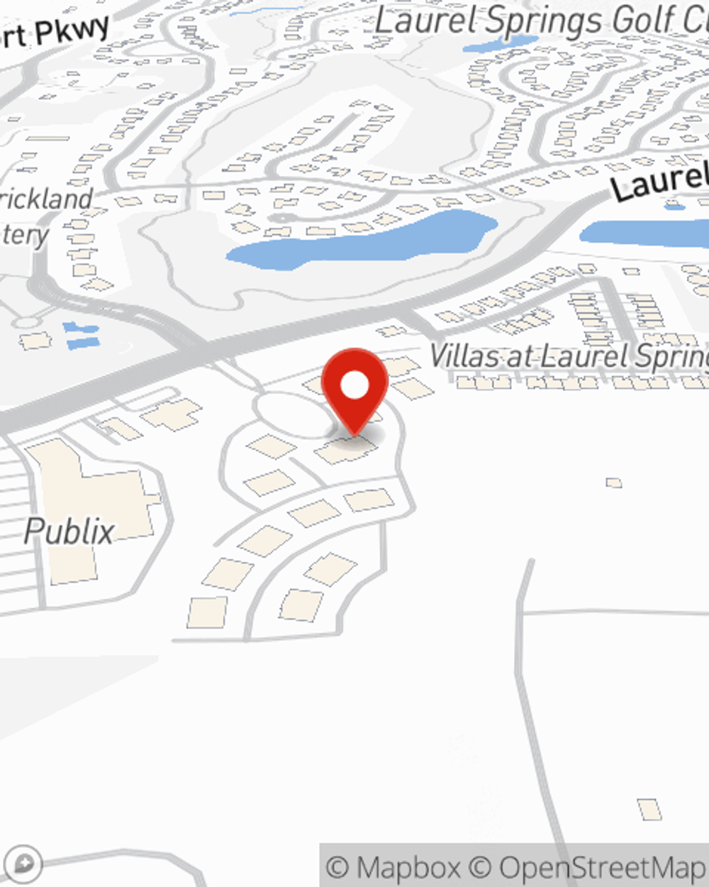 Map showing State Farm Agent David Korede's office at 5400 Laurel Springs Pkwy, Unit 107, Suwanee, GA