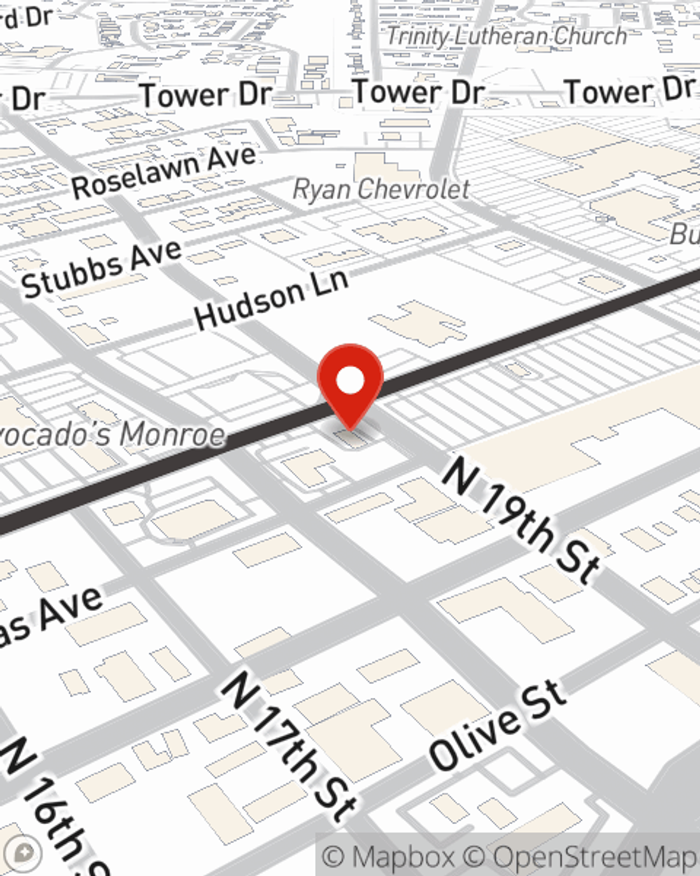 Map showing State Farm Agent Peggy Sullivan's office at 1810 Louisville Avenue, Monroe, LA
