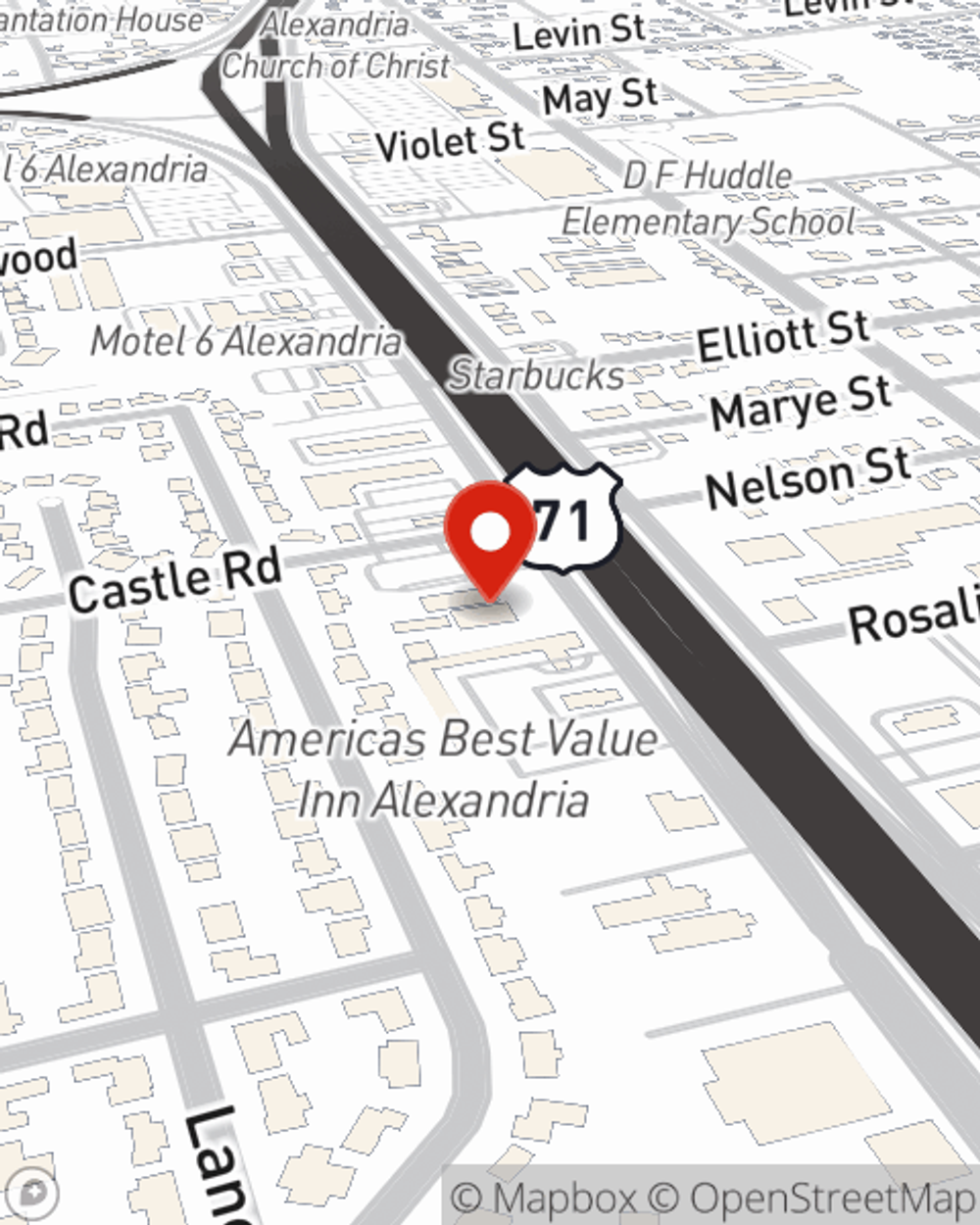 Map showing State Farm Agent Richard Stock's office at 1104 MacArthur Dr Alexandria, LA