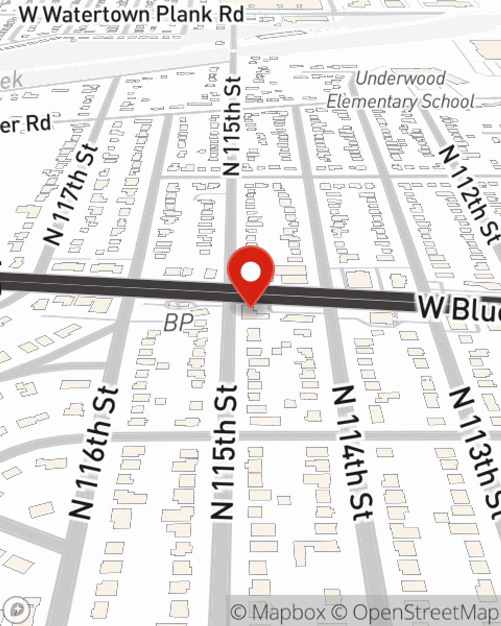 Map showing State Farm Agent Jared Johnson's office at 11429 W Bluemound Road Wauwatosa, WI
