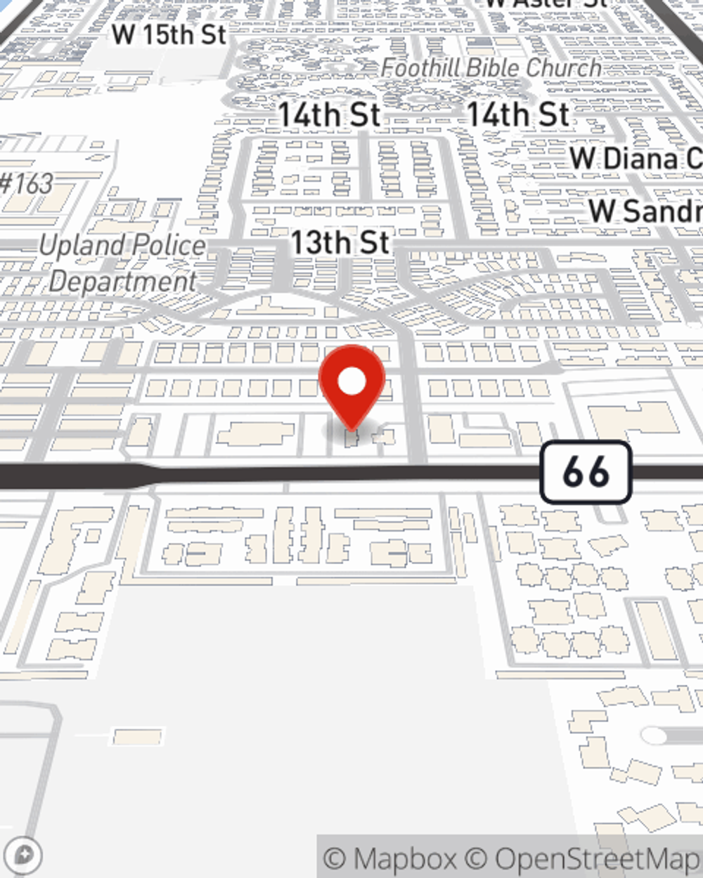 Map showing State Farm Agent Joshua Marsh's office at 1407 W Foothill Blvd, Upland, CA