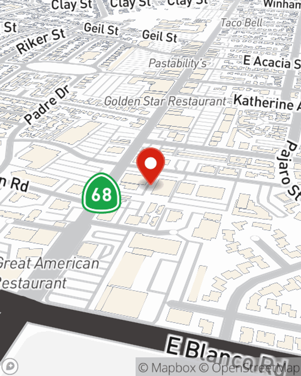 Map showing State Farm Agent Joe Stretch's office at 1165 S. Main St, Salinas, CA