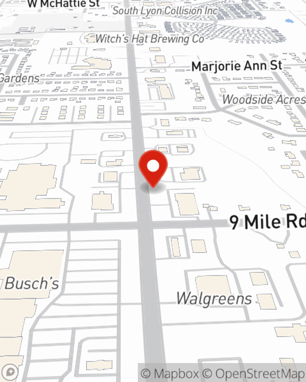 Map showing State Farm Agent Aaron Daavettila's office at 22454 Pontiac Trail, South Lyon, MI