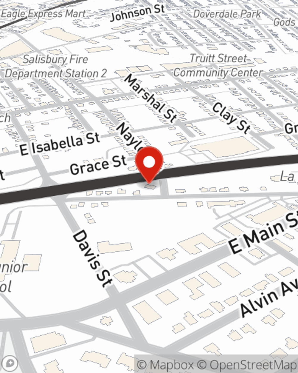 Map showing State Farm Agent Greg Reddell's office at 715 E William St, Salisbury, MD