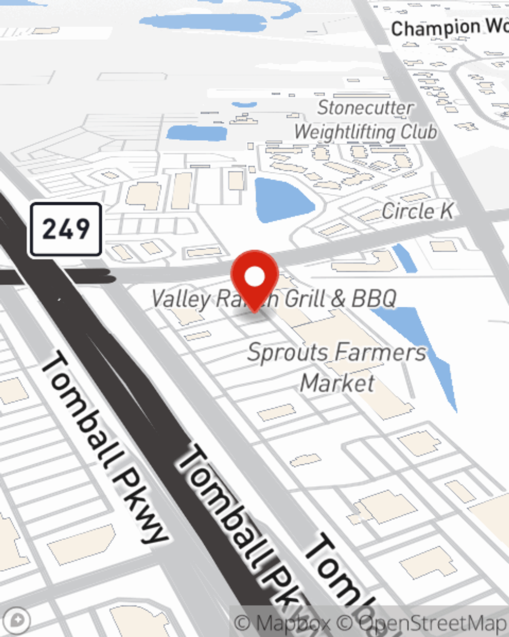 Map showing State Farm Agent Judy Wilson Tobias's office at 22514 Highway 249 @ Spring-Cypress Rd Houston, TX