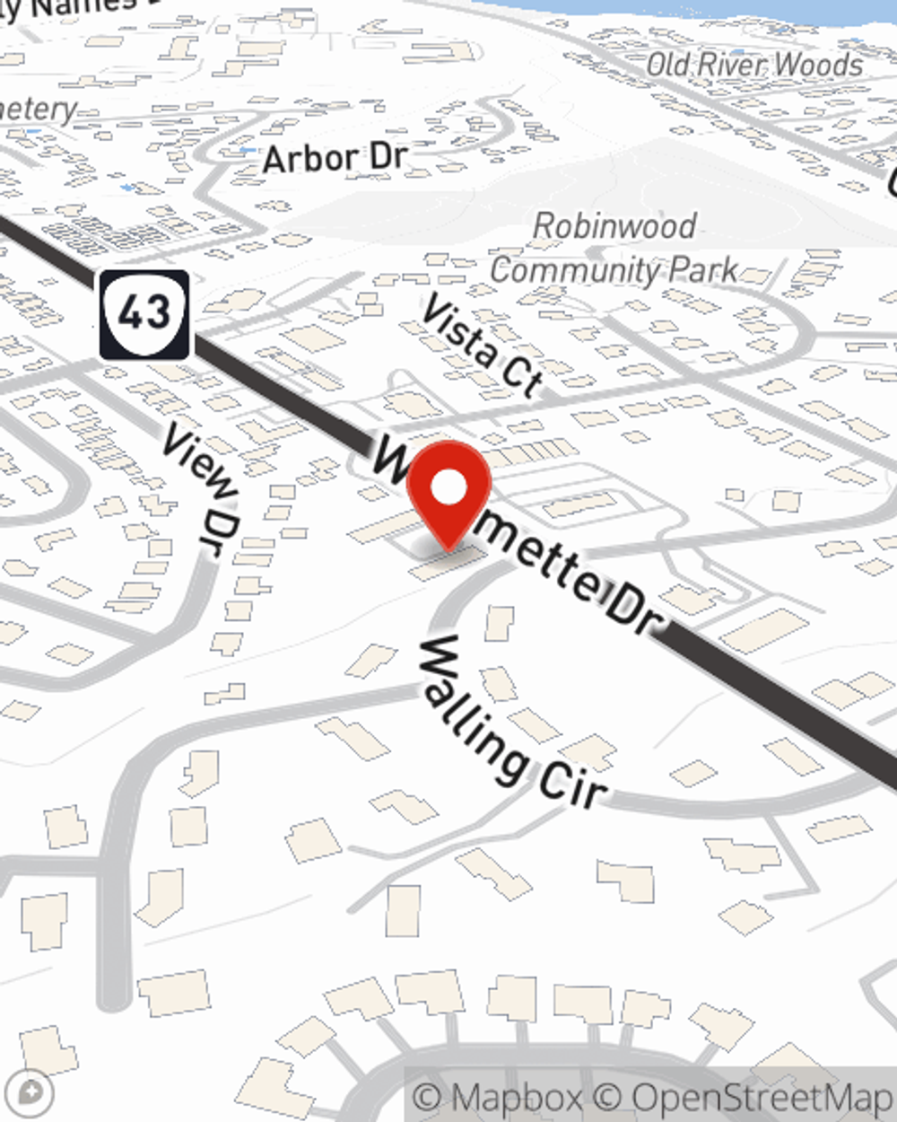 Map showing State Farm Agent's office
