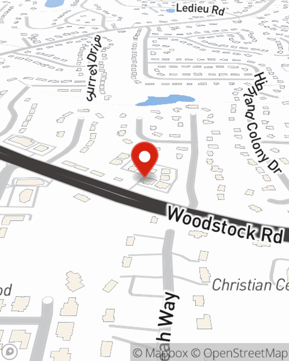 Map showing State Farm Agent Brian Moscaritolo's office at 1905 Woodstock Road Suite 1200, Roswell, GA