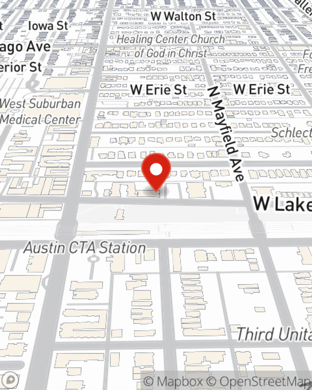 Map showing State Farm Agent Larry Williams's office at 5932 W Lake Street Chicago, IL