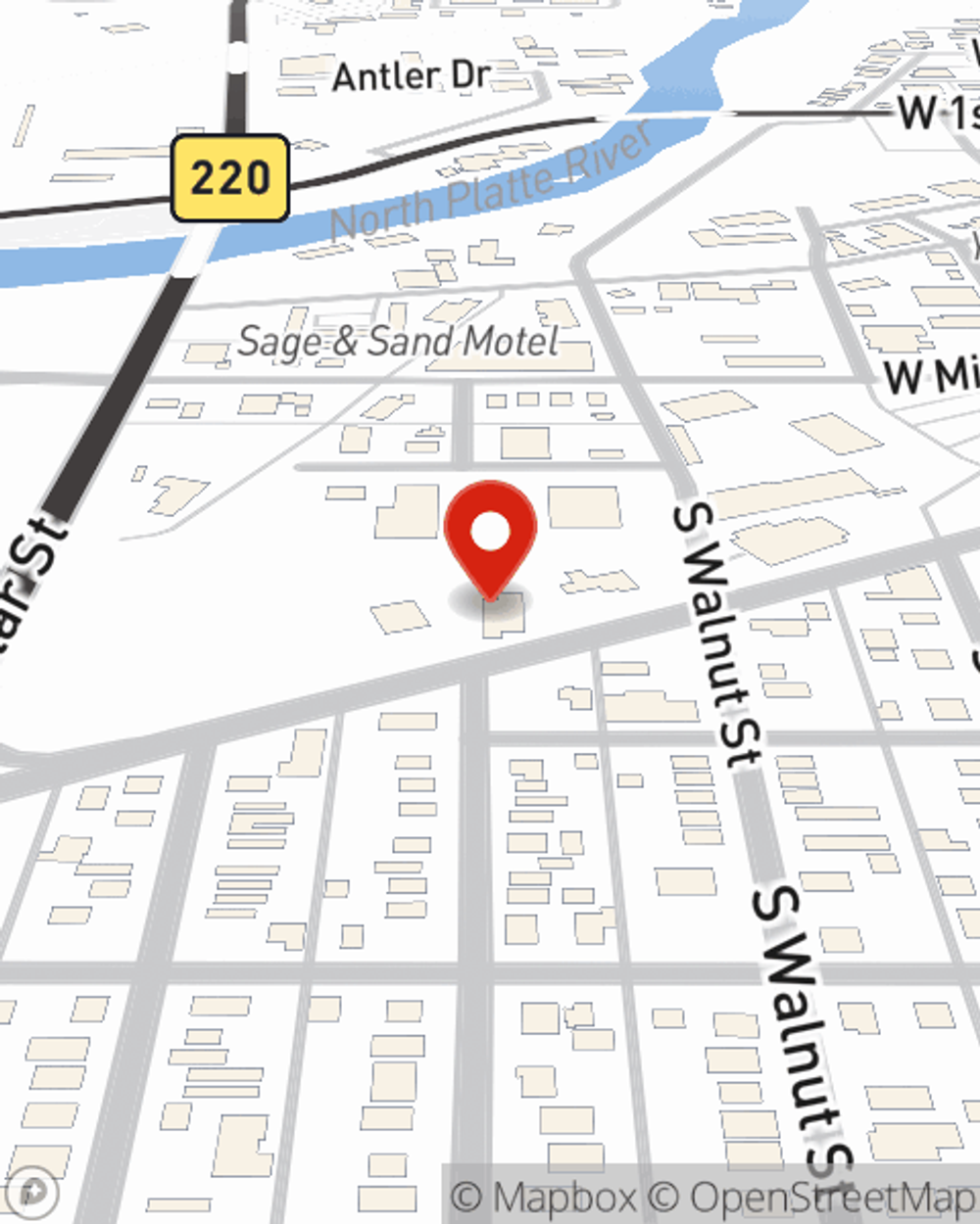 Map showing State Farm Agent's office