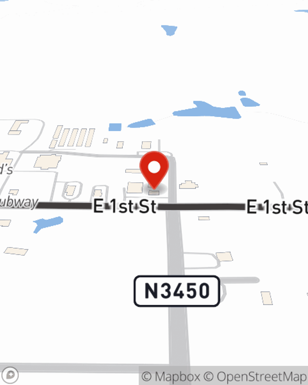 Map showing State Farm Agent Austin Cory's office at 1826 E 1st Street, Chandler, OK