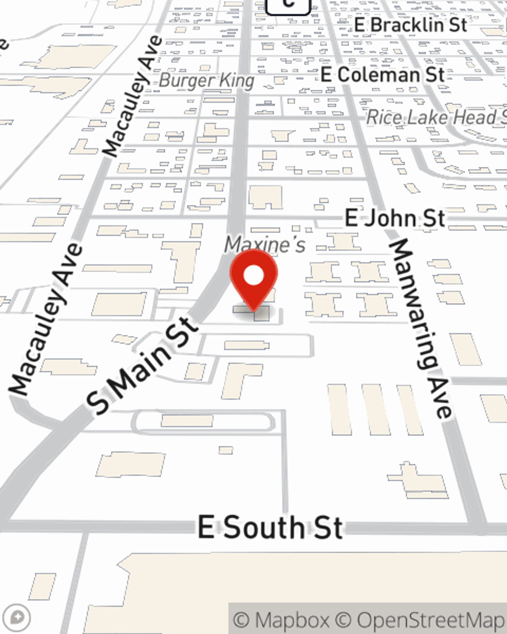 Map showing State Farm Agent Ashley Headley's office at 1815C S Main Street, Rice Lake, WI