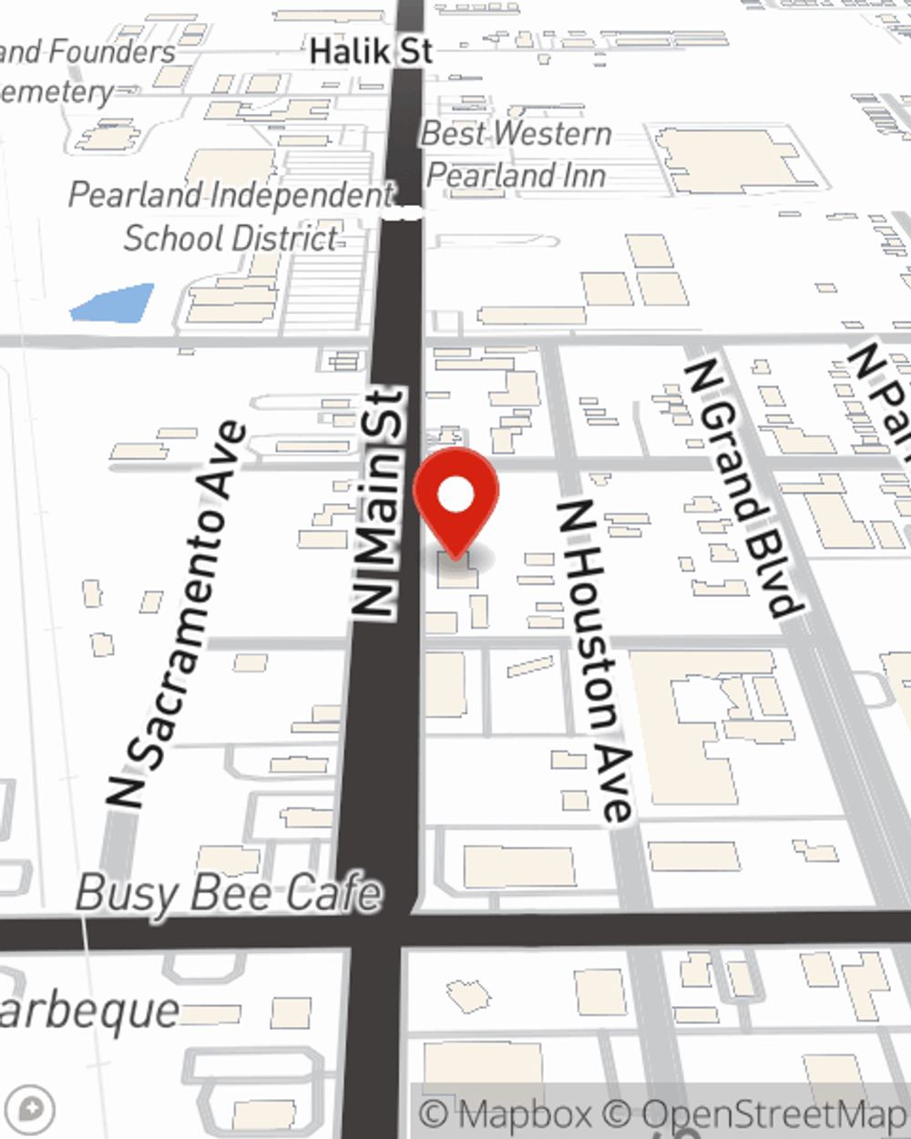 Map showing State Farm Agent Lucrecia Trevino's office at 2245 N Main St Suite 150 Pearland, TX