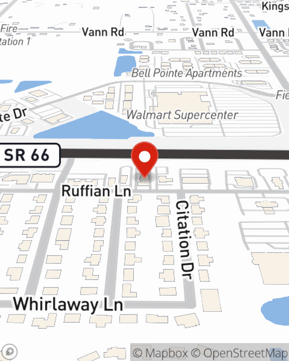 Map showing State Farm Agent Paul Watzlavik's office at 8688 Ruffian Lane, Newburgh, IN