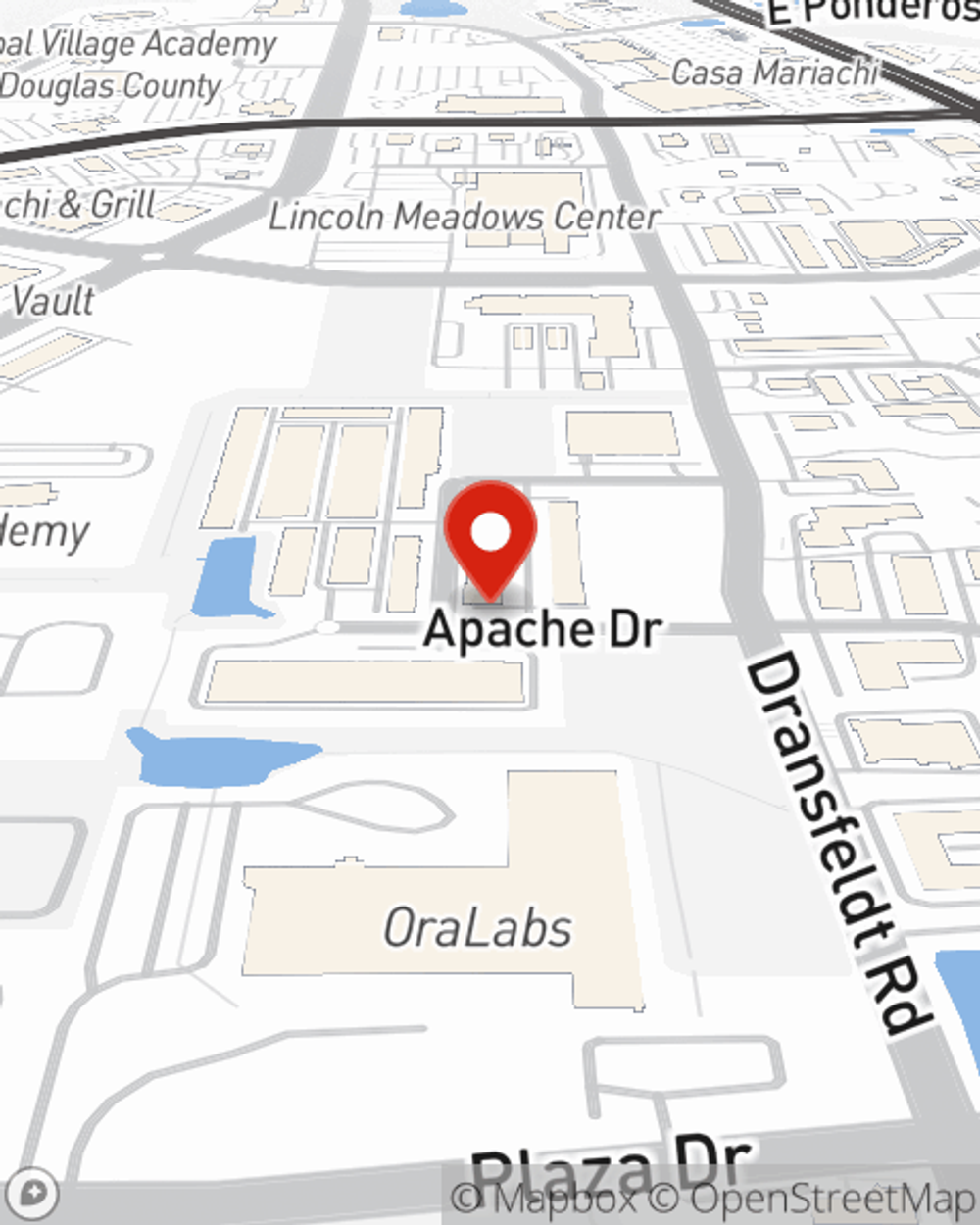 Map showing State Farm Agent Chad Carlisle's office at 10264 Dransfeldt Pl, Ste 133, Parker, CO