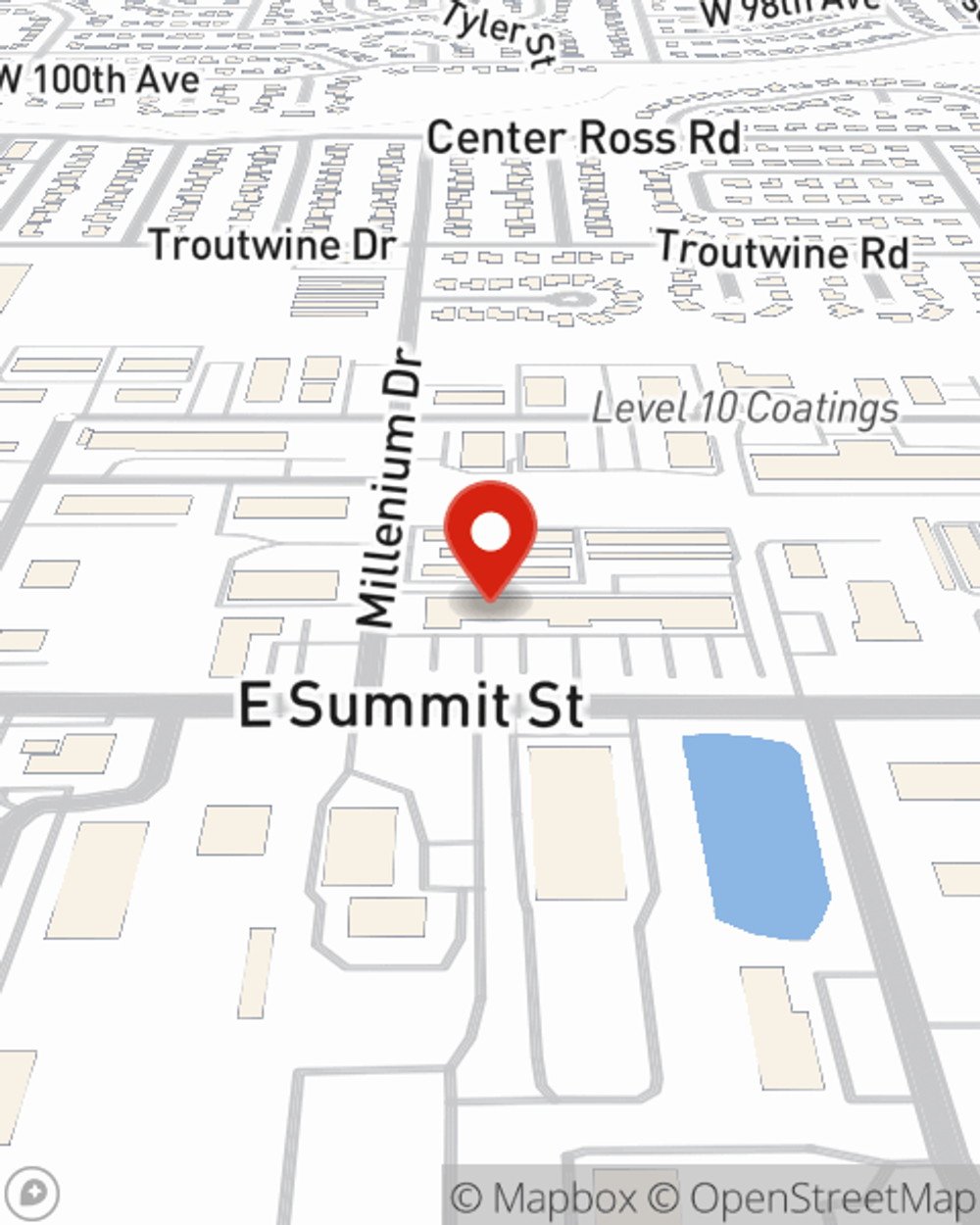 Map showing State Farm Agent Mark Jonas's office at 1166 E Summit Street, Crown Point, IN