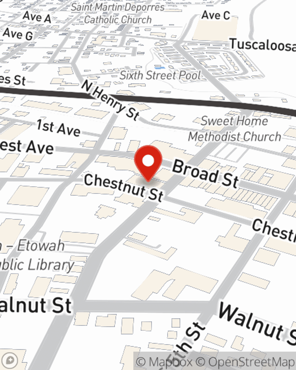 Map showing State Farm Agent's office
