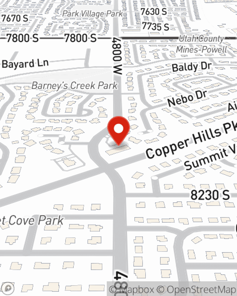 Map showing State Farm Agent Vincent Campo's office at 8155 S 4800 W, West Jordan, UT