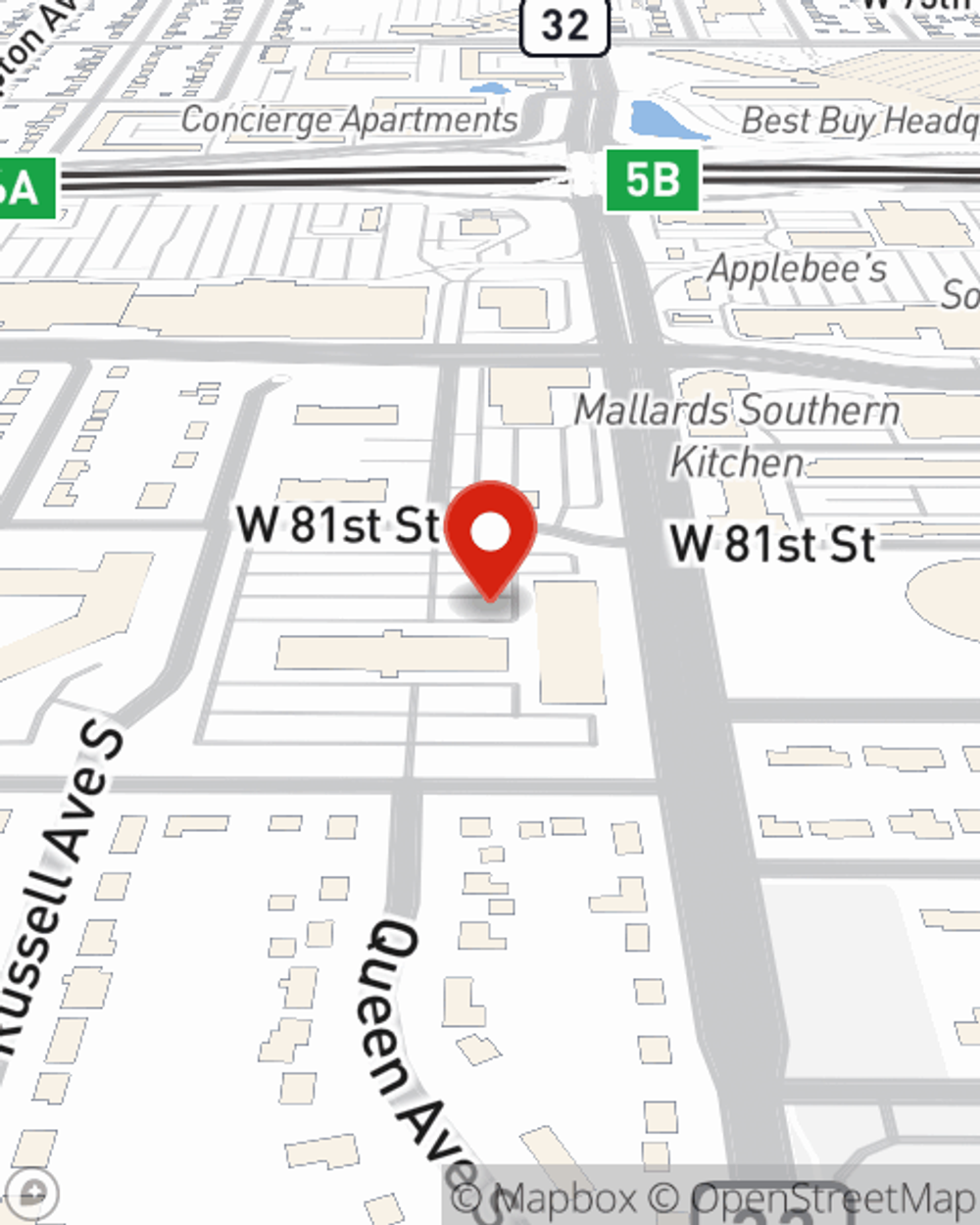 Map showing State Farm Agent Adam Vote's office at 8100 Penn Avenue S Suite 101 Bloomington, MN