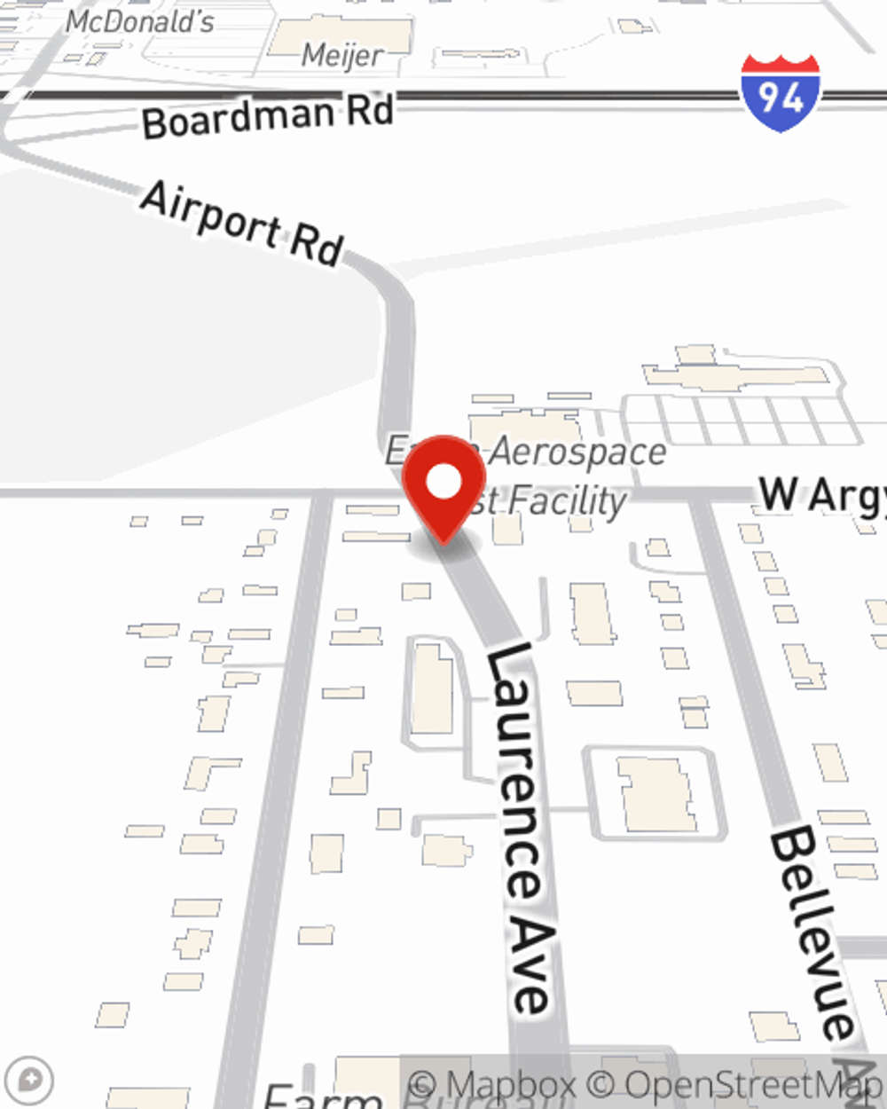 Map showing State Farm Agent David Giesen's office at 1030 Laurence Ave Suite 1 Jackson, MI