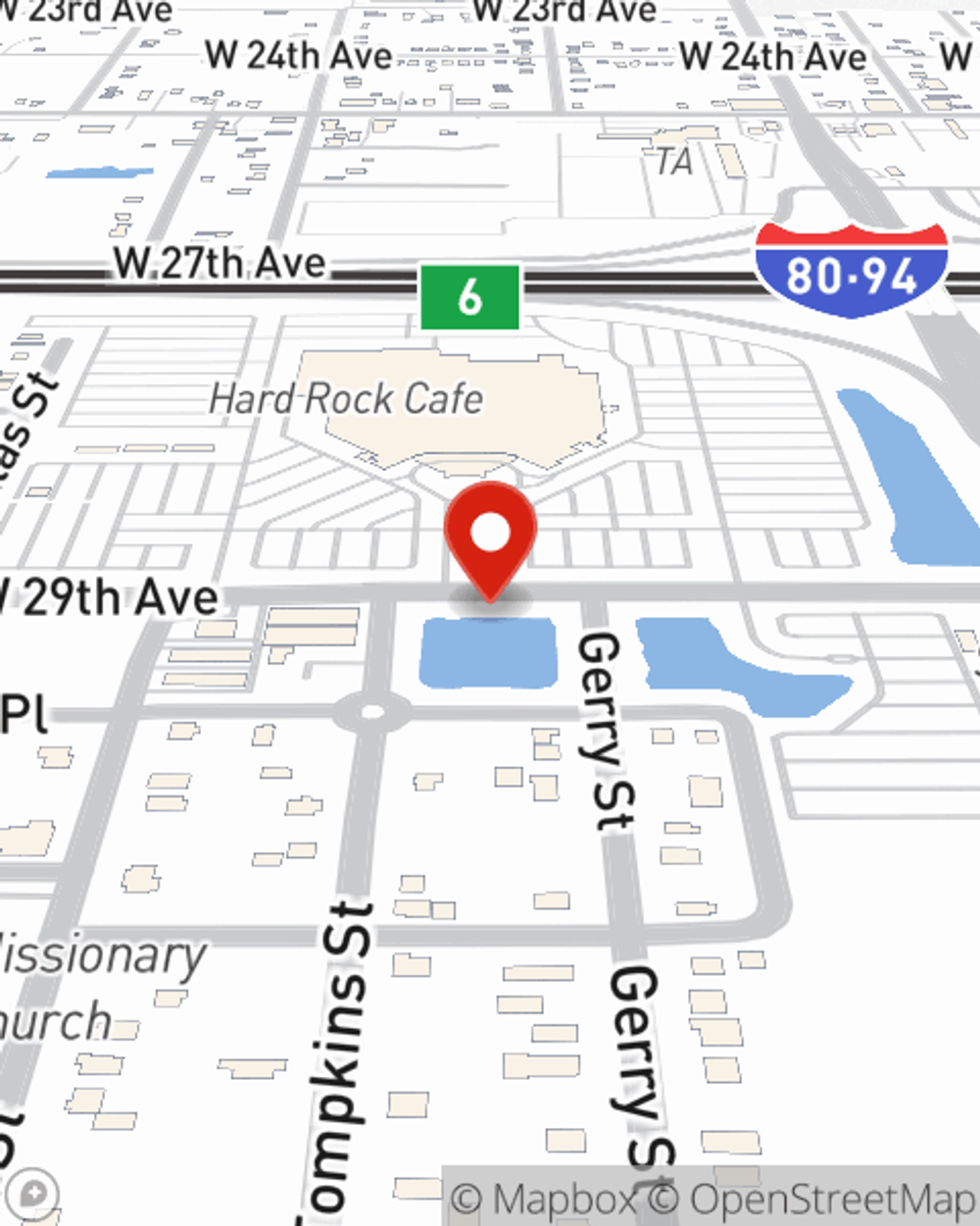 Map showing State Farm Agent Janis Powell's office at 5705 W 29TH AVE, GARY, IN
