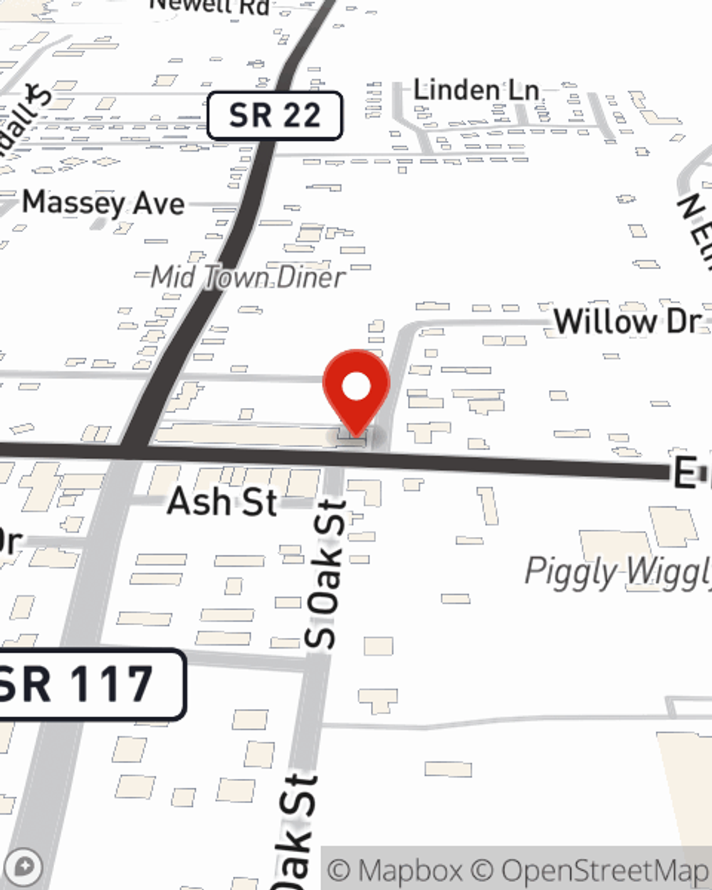 Map showing State Farm Agent Shawn Sisk's office at 158 E Main Street Adamsville, TN