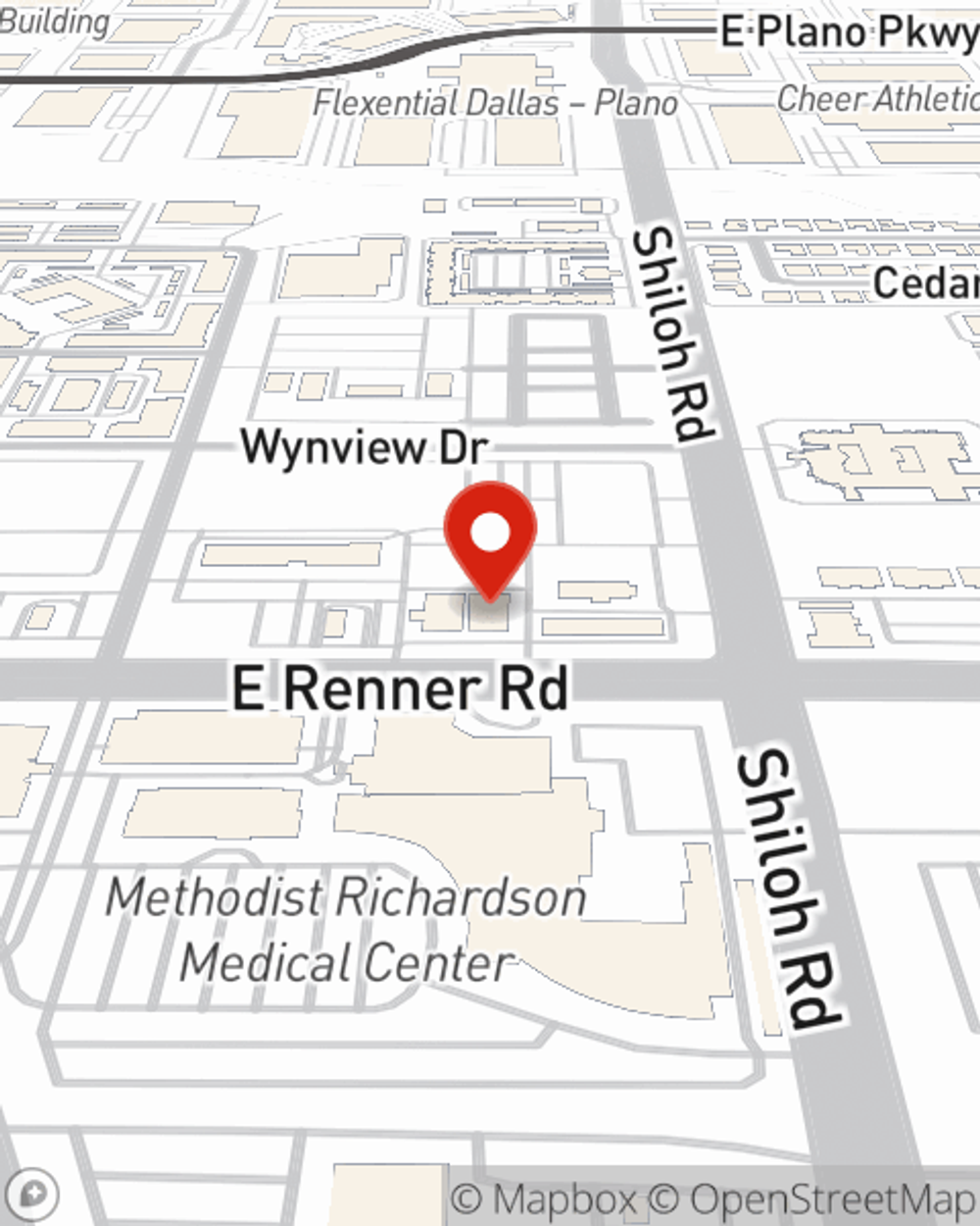Map showing State Farm Agent Erick Martinez's office at 3447 E Renner Road, Suite 110, Plano, TX