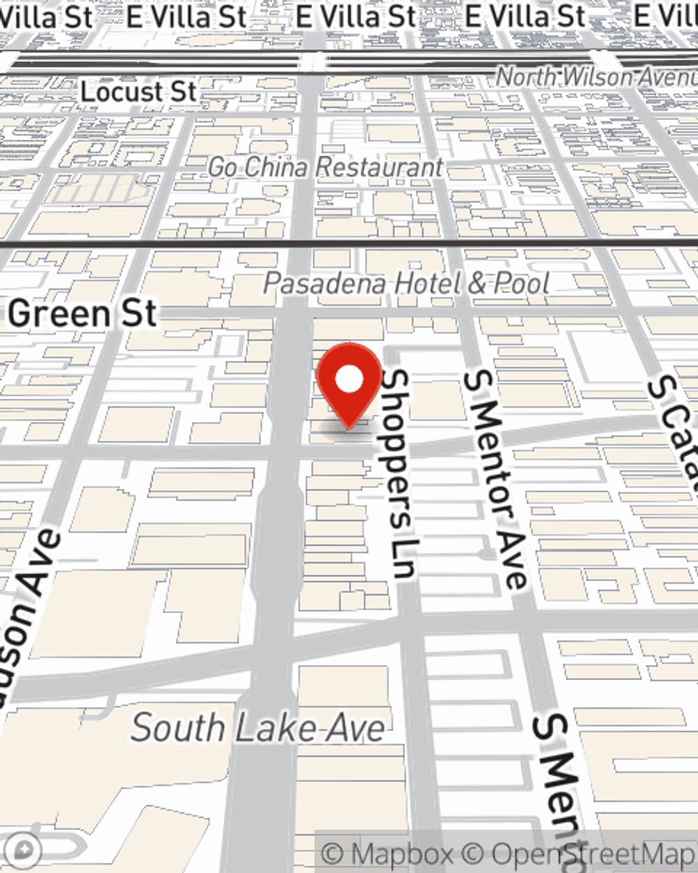 Map showing State Farm Agent John Diehl's office at 180 S. Lake Ave., Ste 405, Pasadena, CA