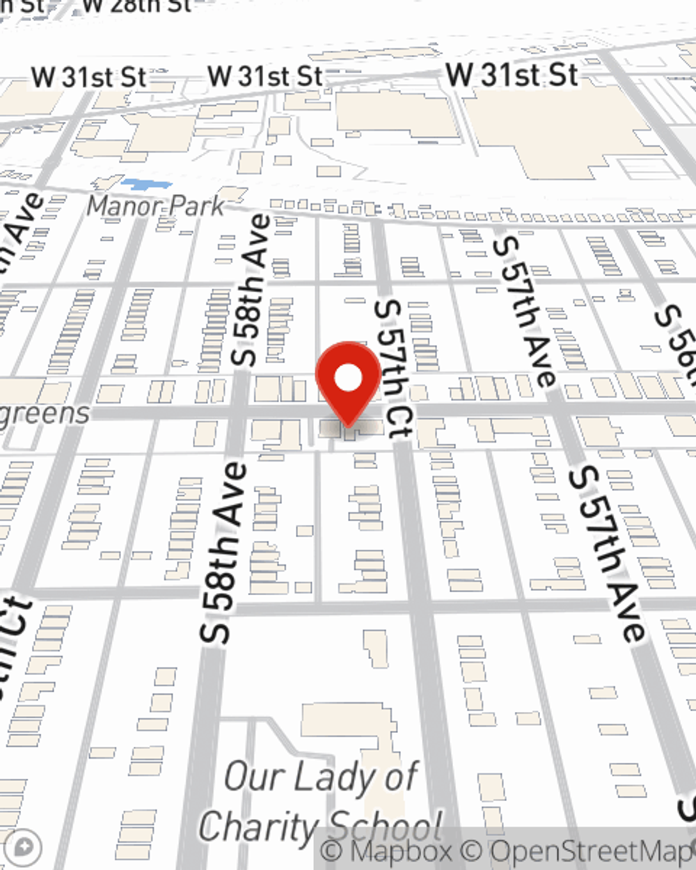 Map showing State Farm Agent Mark Boswell's office at 5725 W 35th Street, Cicero, IL