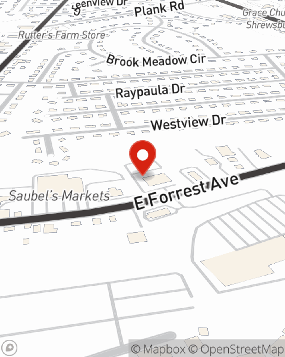 Map showing State Farm Agent Cris Stabley's office at 73 E Forrest Avenue Suite 310, Shrewsbury, PA