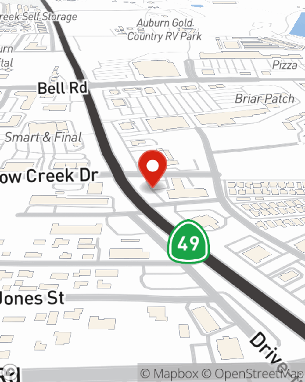 Map showing State Farm Agent John Aitken's office at 2574 Grass Valley Highway, Auburn, CA