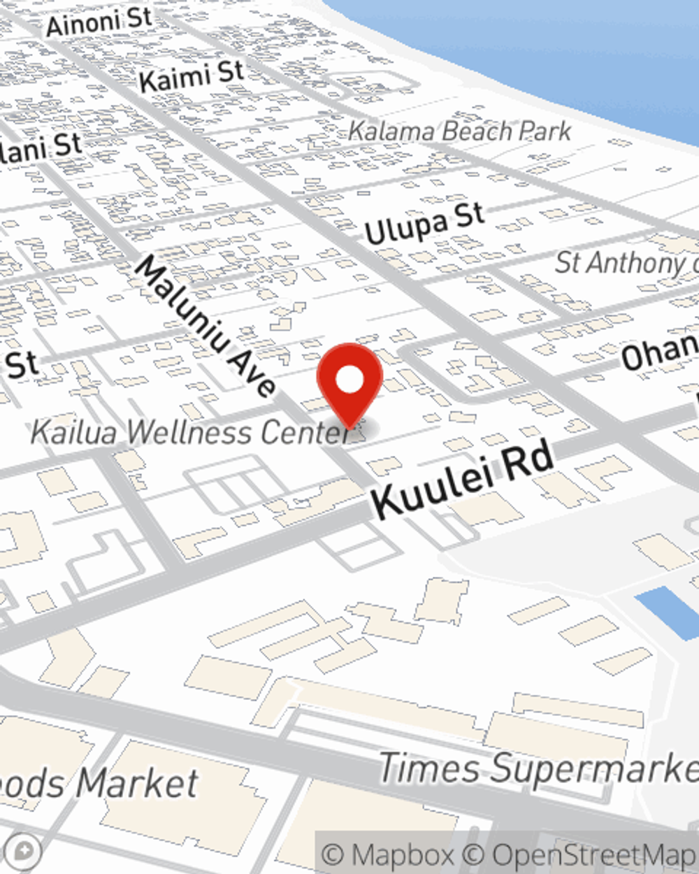 Map showing State Farm Agent Seth Eakin's office at 34 Maluniu Avenue, Kailua, HI