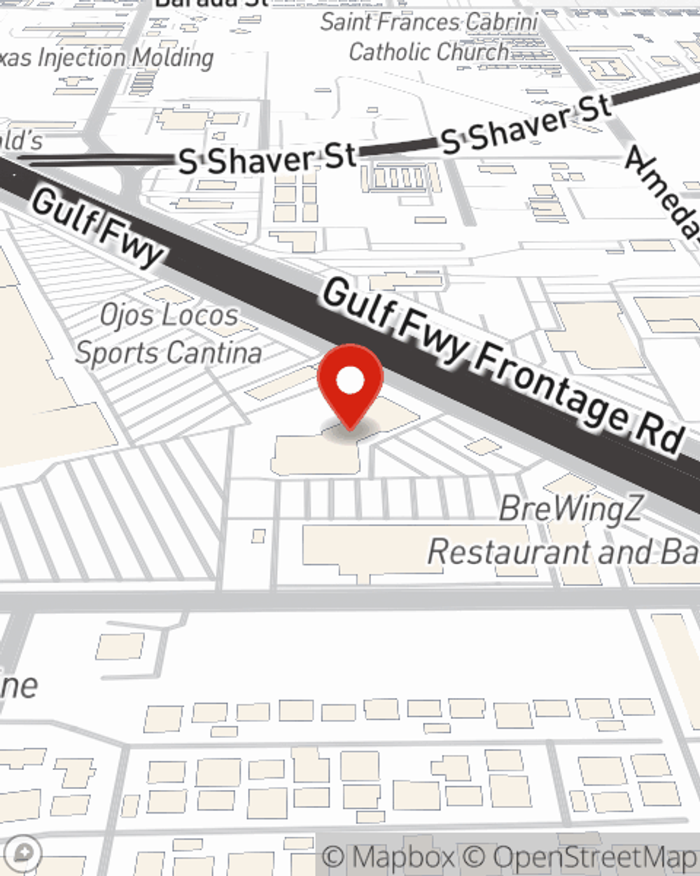 Map showing State Farm Agent Steve Spencer's office at 12132 Gulf Freeway, Houston, TX