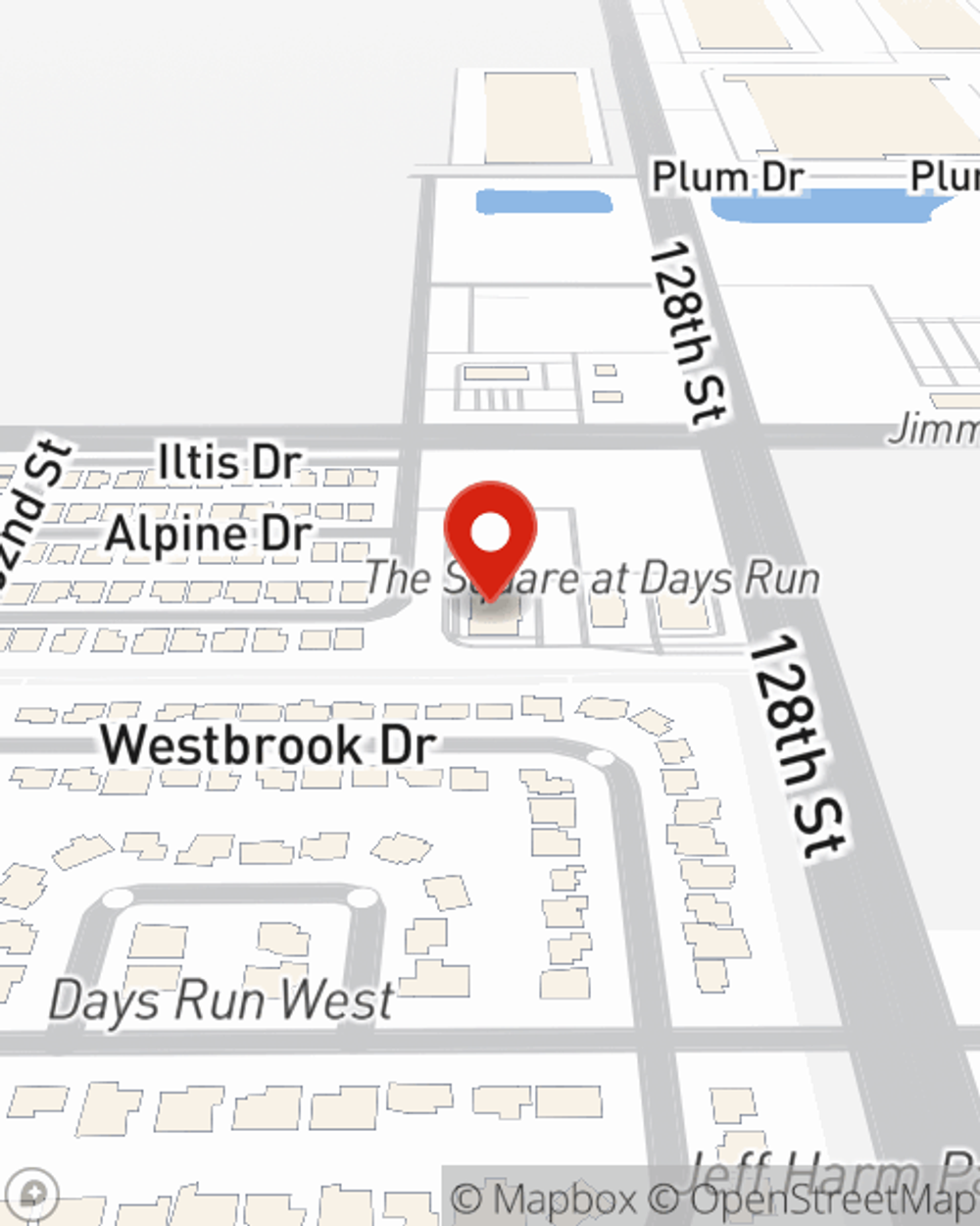 Map showing State Farm Agent Philip Stueve's office at 4446 128th Street, Urbandale, IA