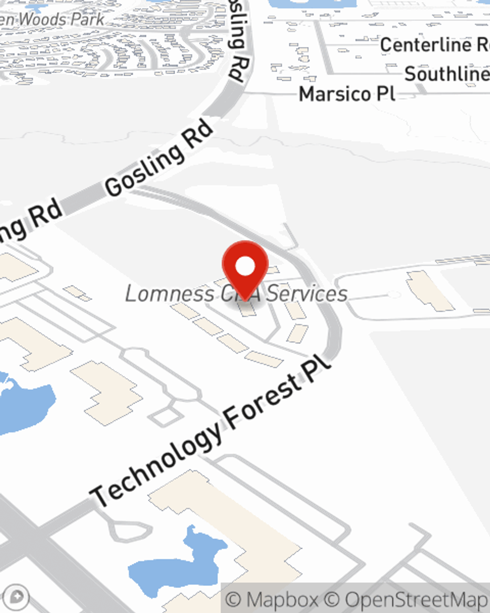 Map showing State Farm Agent Corey LeJeune's office at 8505 Technology Forest Pl Ste 801 The Woodlands, TX