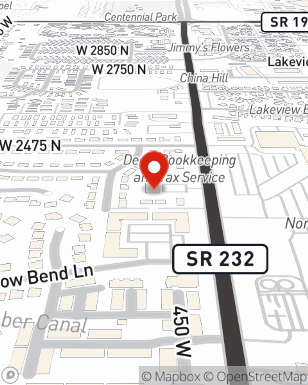 Map showing State Farm Agent Travis Ehrhart's office at 2363 N Hillfield Road, Suite 3, Layton, UT