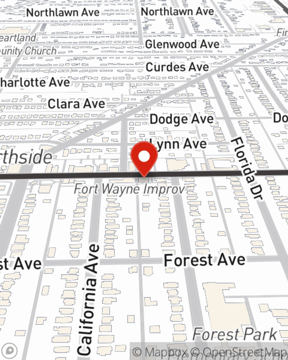 Map showing State Farm Agent Chase Darling's office at 1320 E State Blvd, Fort Wayne, IN
